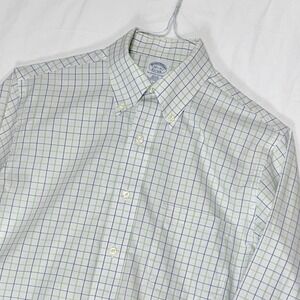 Brooks Brothers Mens Slim Fit Button Down Shirt Plaid Supima Cotton 14 1/2 32